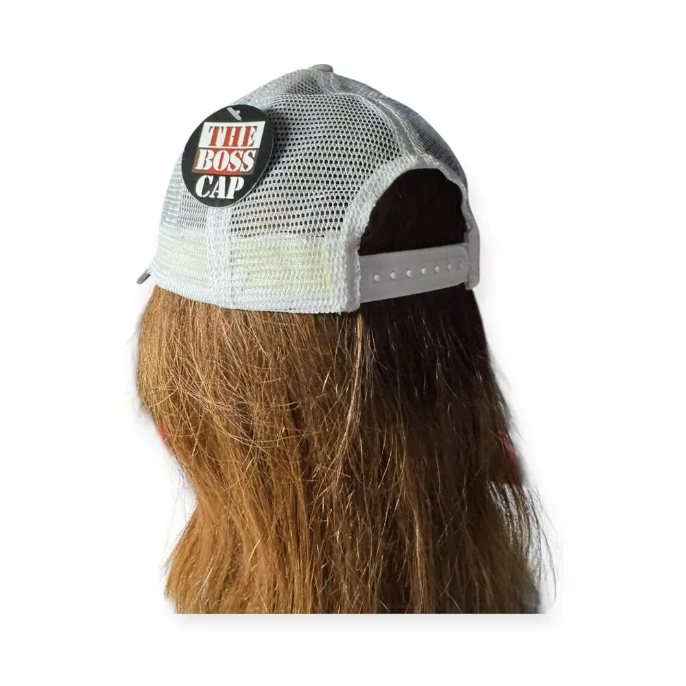 The Boss Snapback‎ Hat Adjustable Mesh Back Hat Gray/White BNWT